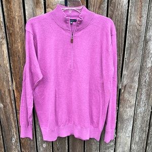 Turtleson Sweater M Purple Pink Lilac Mock Neck Quarter Zip Cotton Cashmere